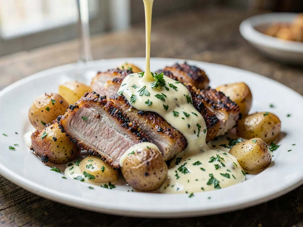 Stegt Flæsk with Parsley Sauce
