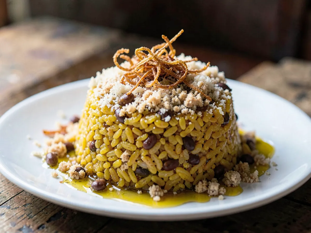 Xoi Xeo (arroz glutinoso con judía mungo y chalota frita)