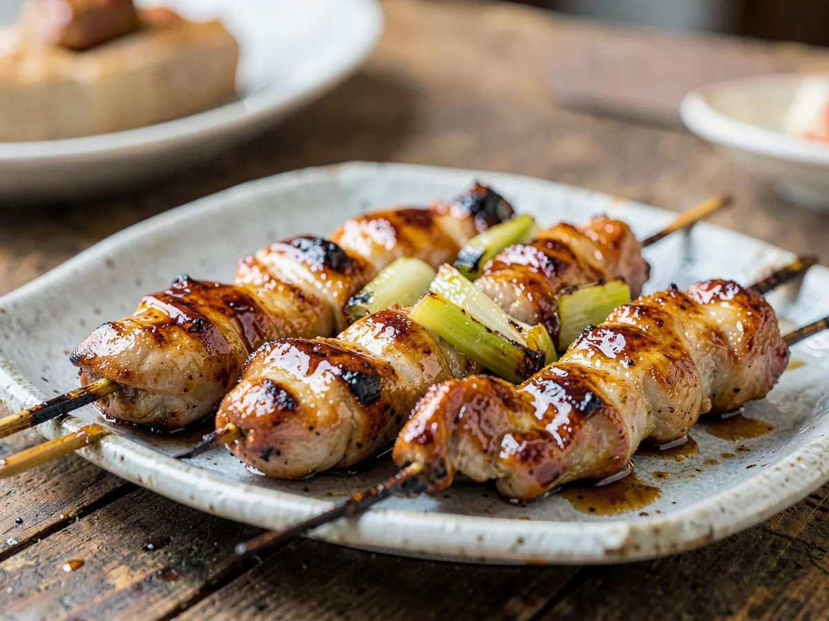 Yakitori negima (brochetas de pollo y cebolleta)
