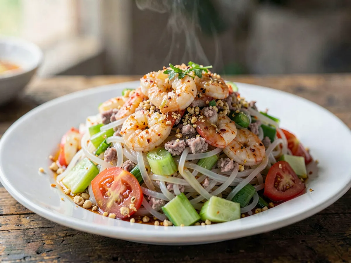 Yam Woon Sen (ensalada tailandesa de fideos de cristal)
