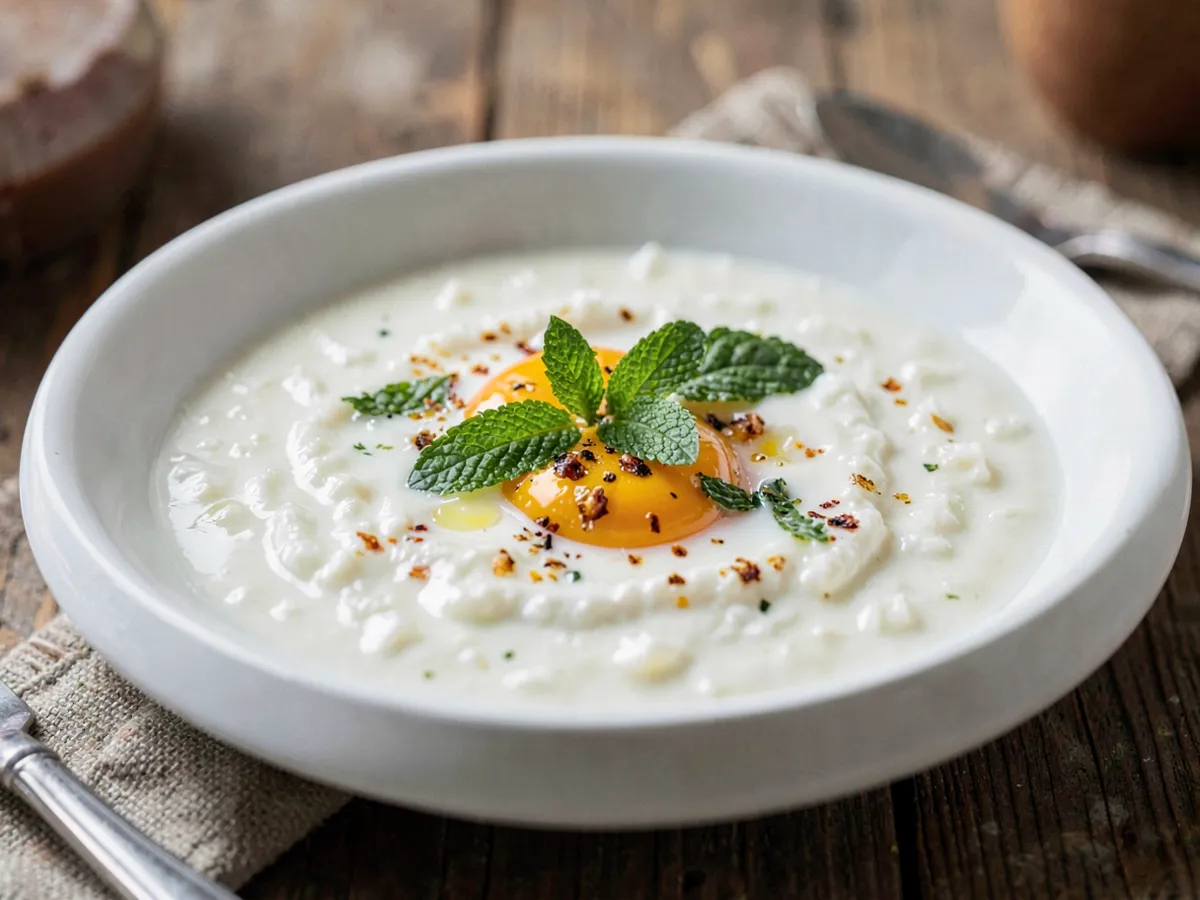 Yayla Çorbası (sopa turca de yogur y arroz con menta)