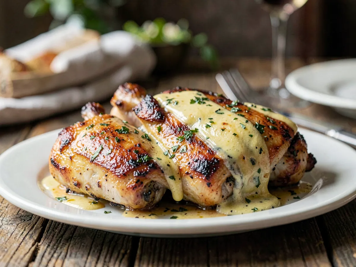Muslos de pollo al horno con mantequilla de ajo