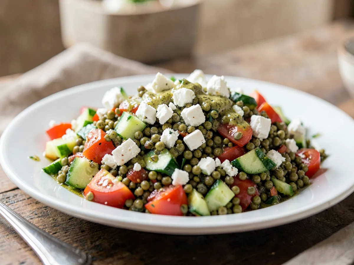 Ensalada de lentejas verdes y feta