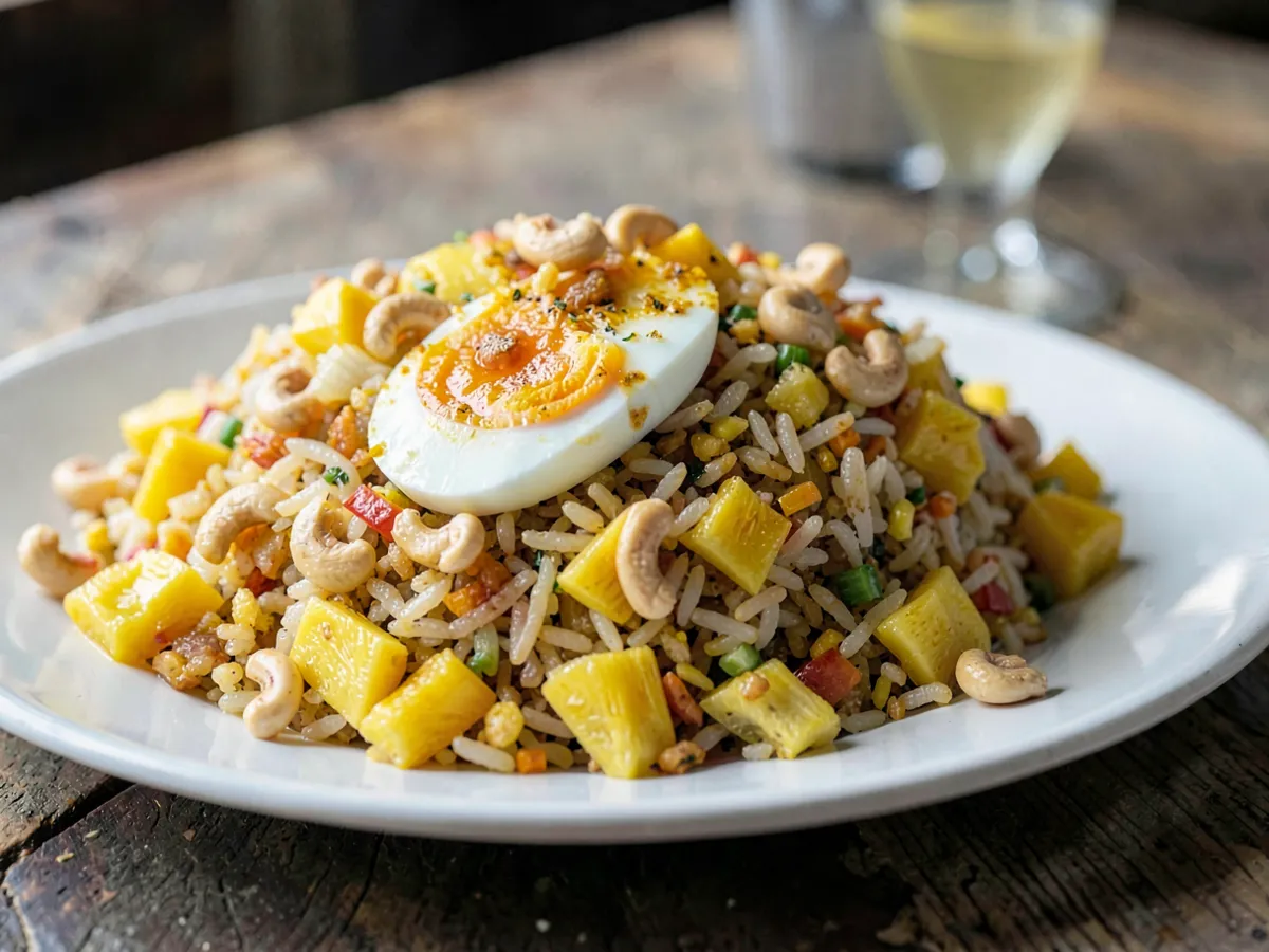 Arroz frito con piña