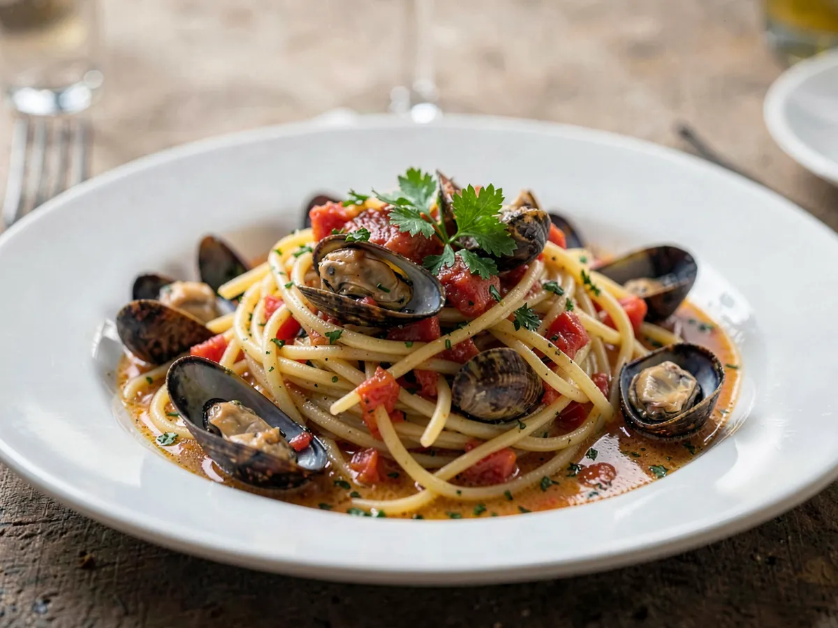 Espaguetis con mejillones
