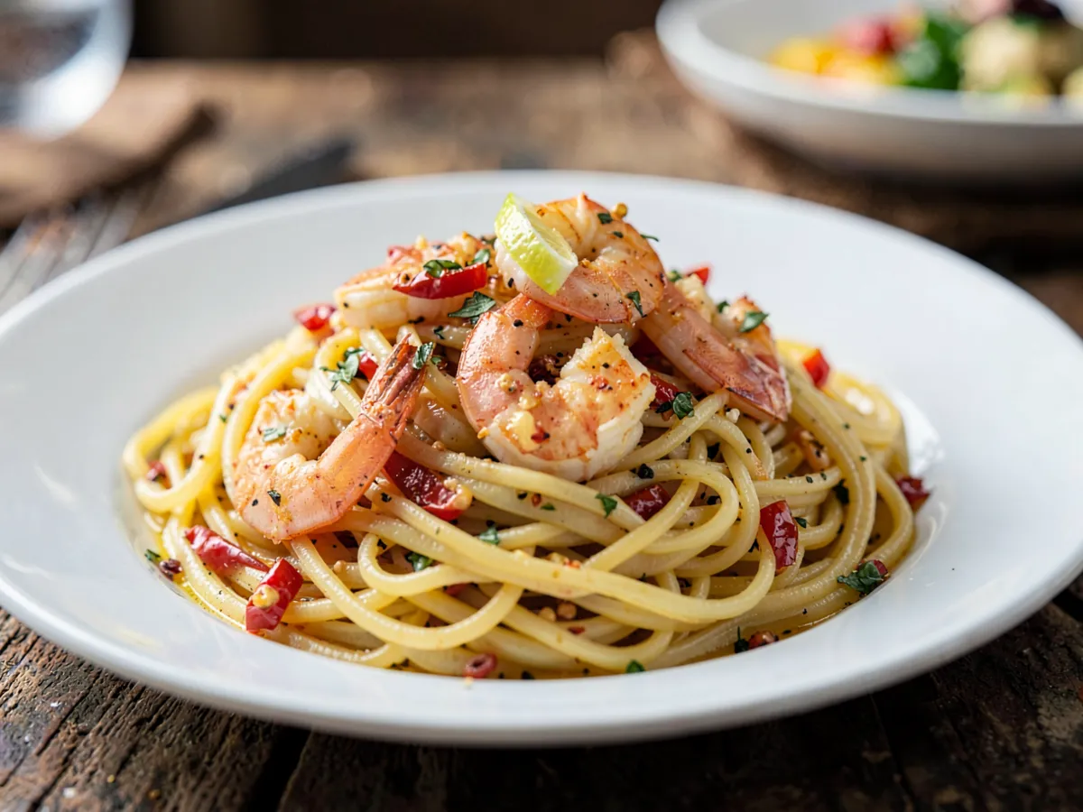 Spaghetti with Garlic Shrimp
