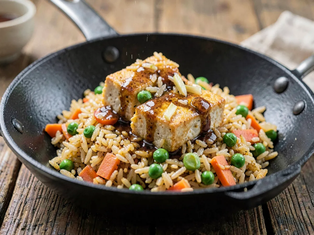 Arroz frito con tofu