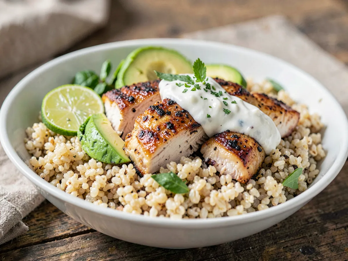 Bowl proteico de pollo y quinoa