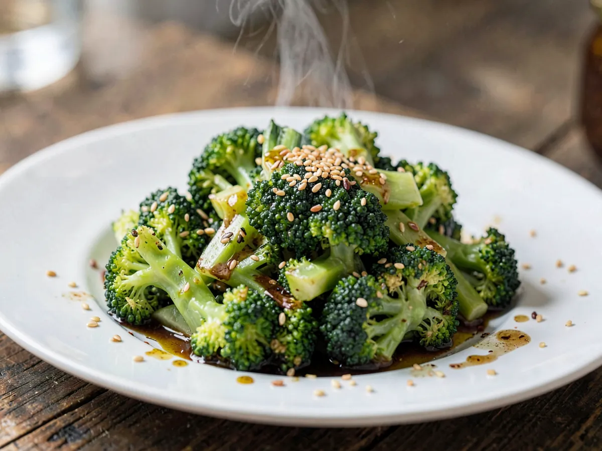 Microwave Steamed Sesame Broccoli