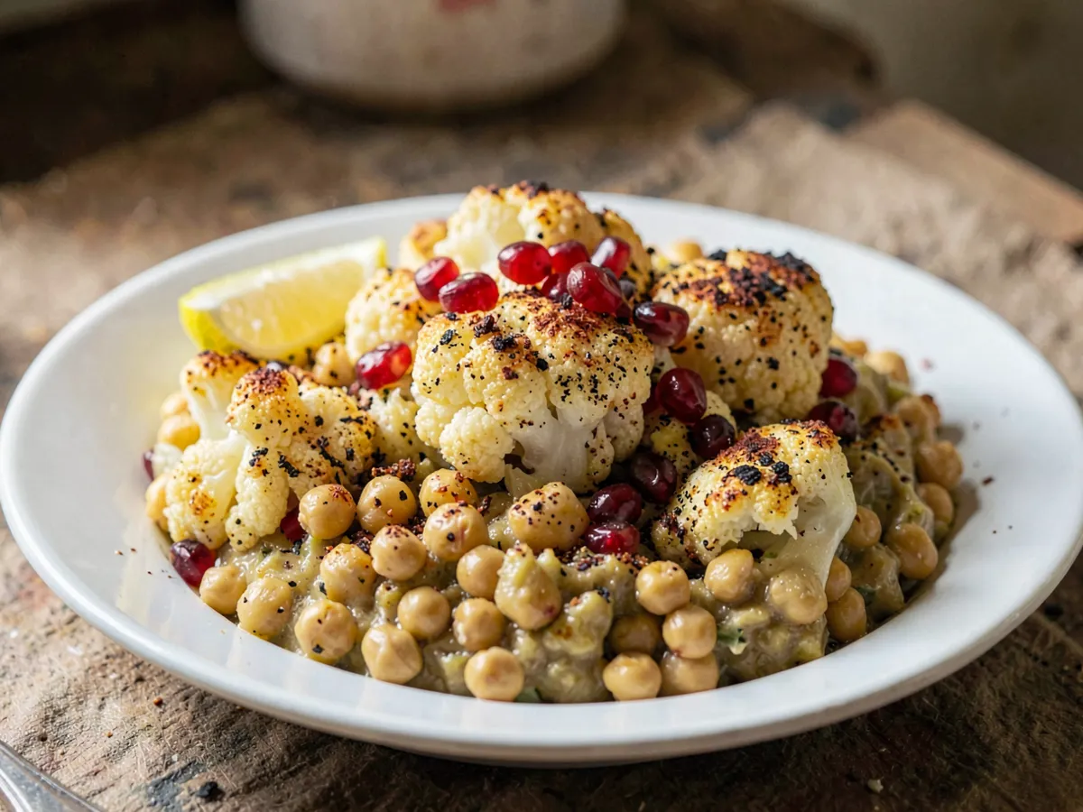 Bol marroquí de coliflor y garbanzos asados