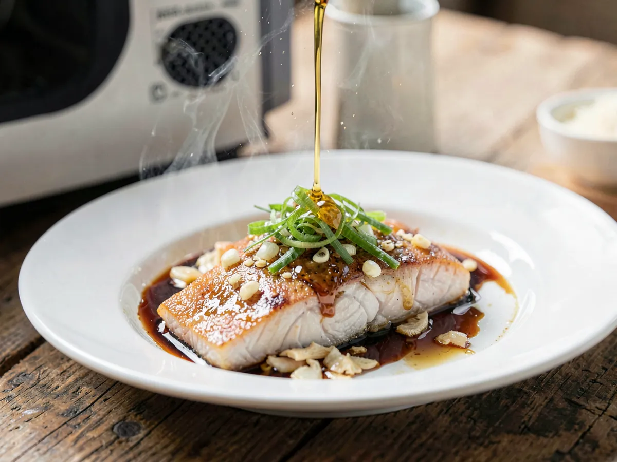 Microwave Steamed Fish with Ginger