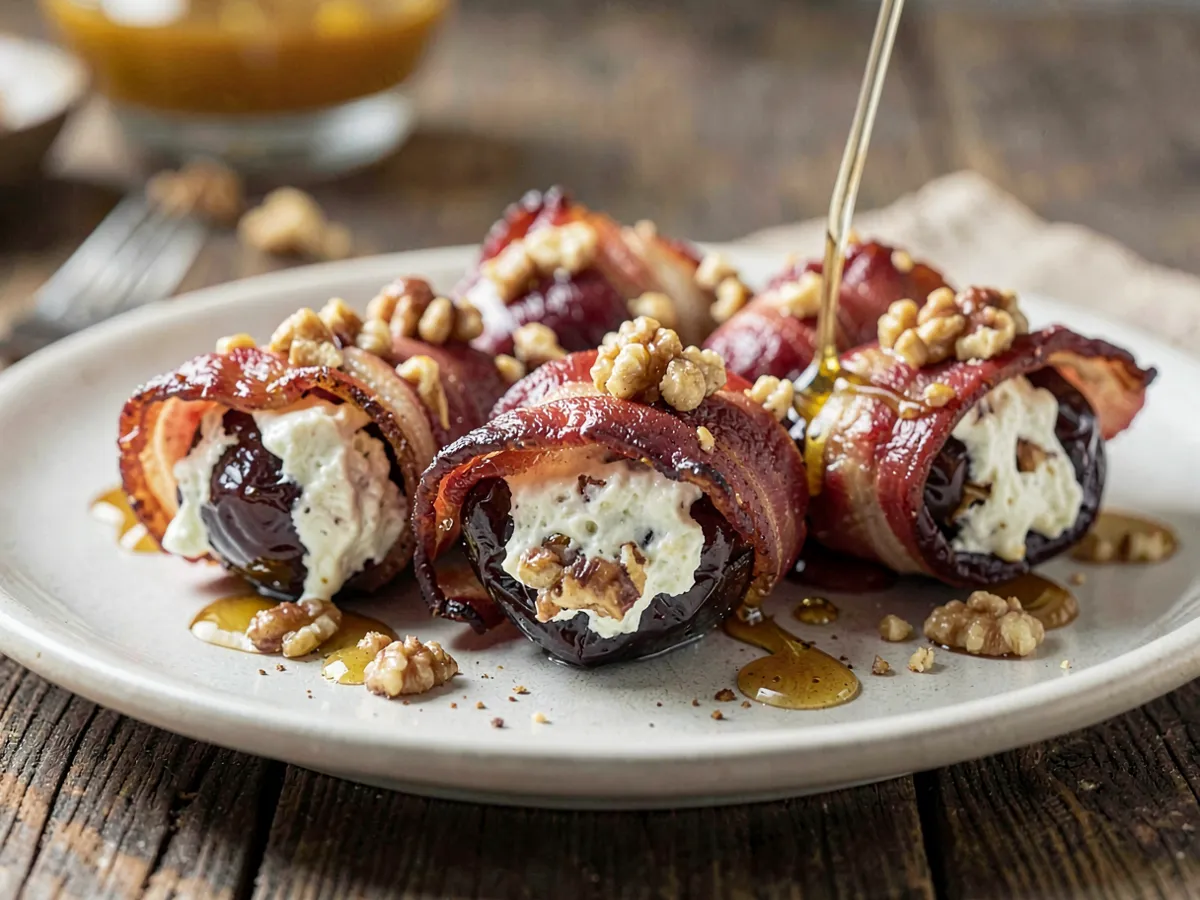 Bacon-Wrapped Dates with Goat Cheese and Walnuts