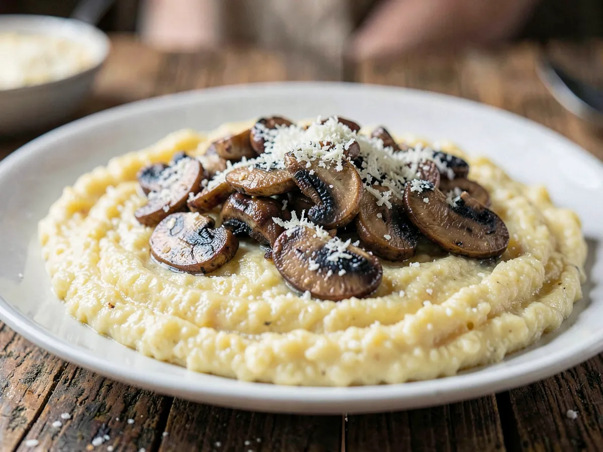 Creamy Polenta with Sautéed Mushrooms and Parmesan