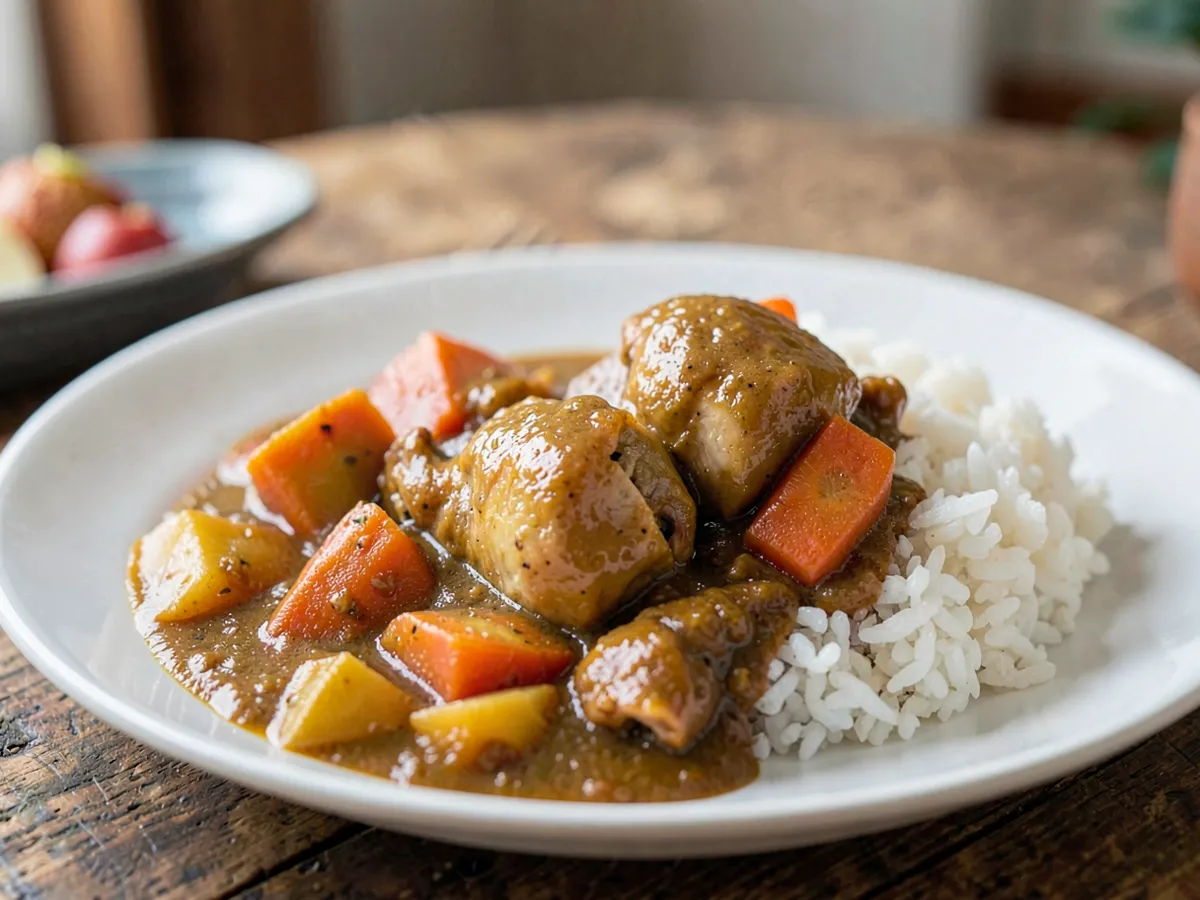 Curry japonés de pollo con arroz