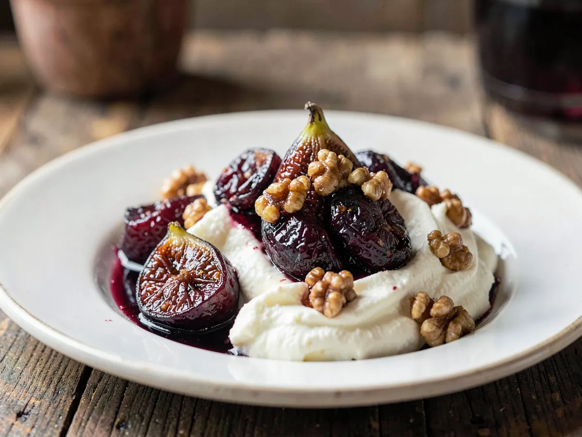 Red Wine Poached Dried Figs with Mascarpone