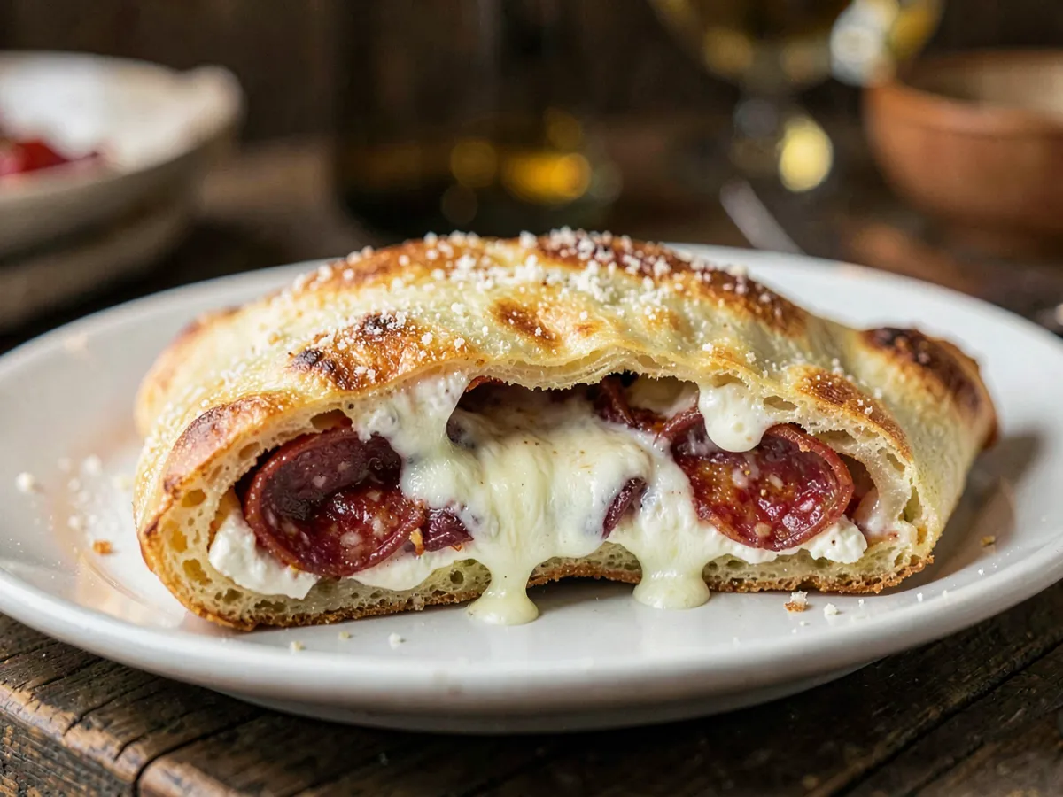 Salami and Mozzarella Calzone