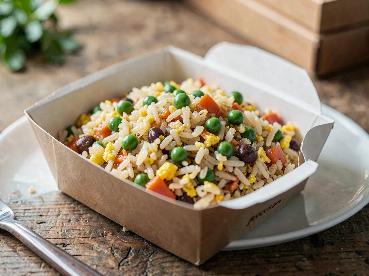 Táper de arroz frito con huevo
