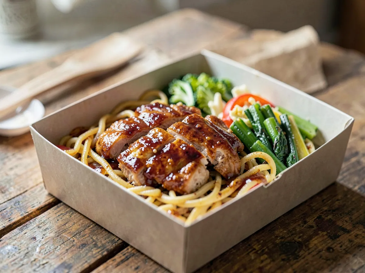 Fiambrera de Fideos con Pollo Teriyaki