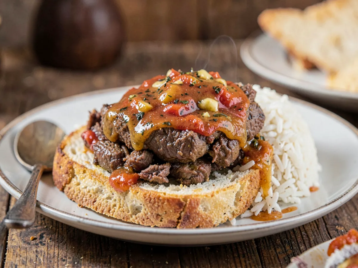 Egyptian Fattah (Beef with Rice and Crisp Bread)