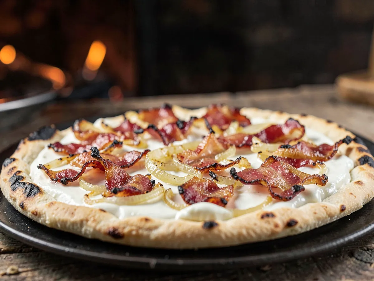 Flammkuchen (Crisp Bacon and Onion Tart)