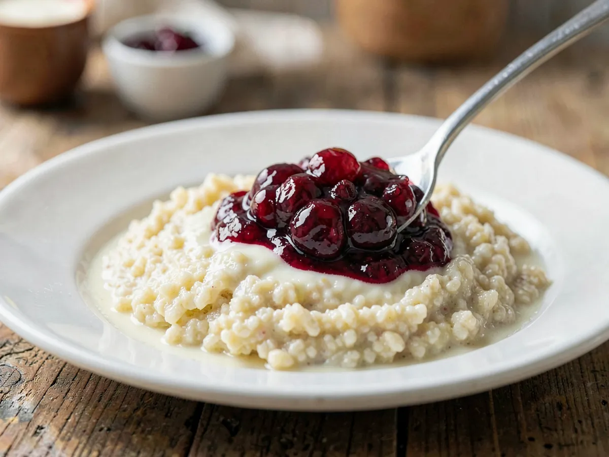 Grießbrei with Cherry Compote