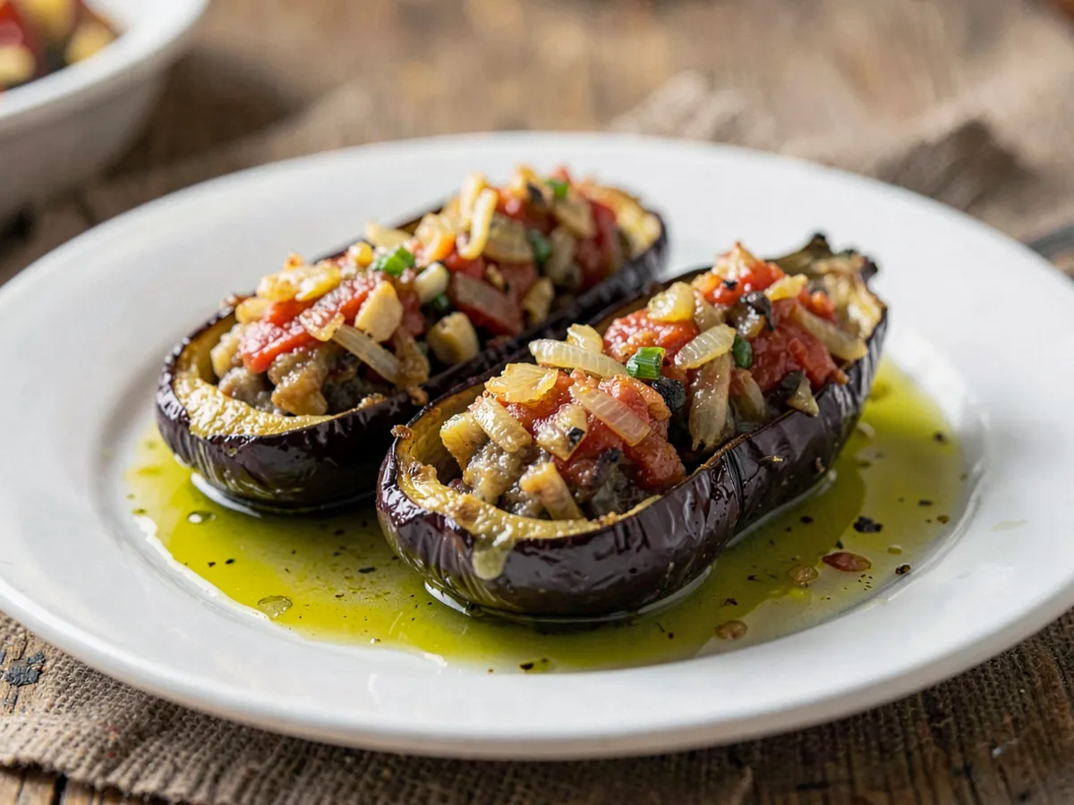 İmam Bayıldı (Olive Oil Braised Stuffed Eggplant)