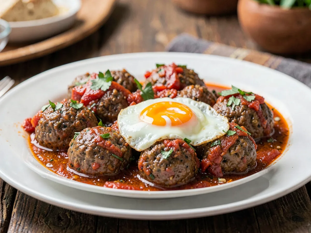 Kefta Mkaouara (Moroccan Meatball Tagine with Eggs)