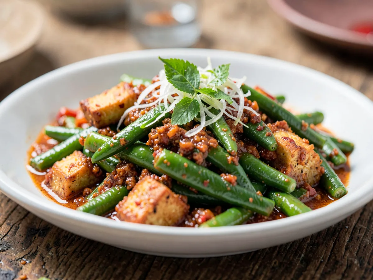 Pad Prik King (Thai Dry Red Curry Green Beans)