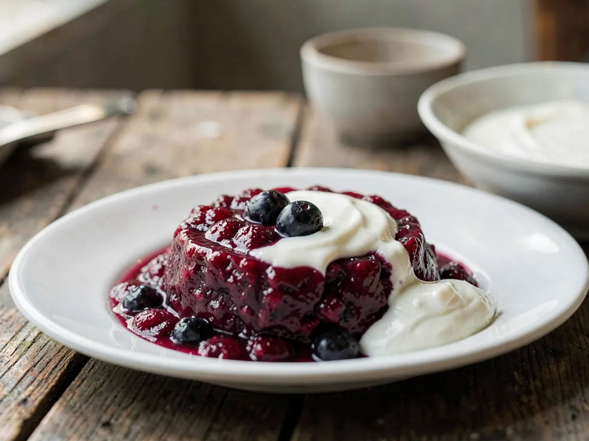 Rødgrød med Fløde (Danish Red Berry Pudding with Cream)